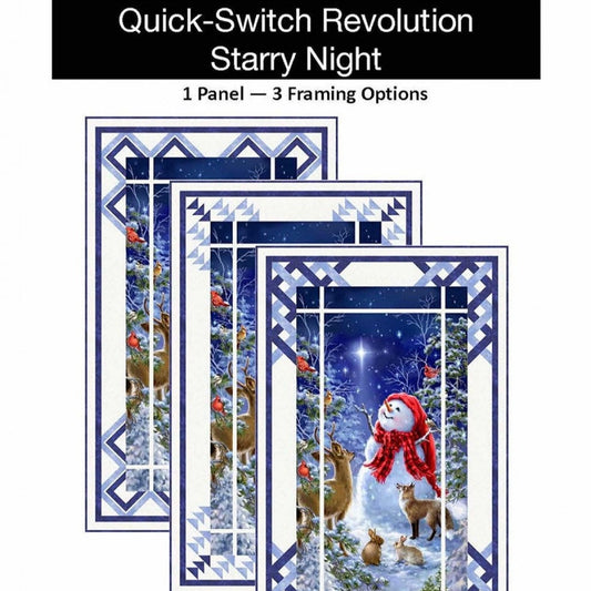 Quick Switch Revolution Starry Night Panel Frame Quilt Pattern, Pine Tree Country Quilts PT1804, 24" Fabric Panel Friendly