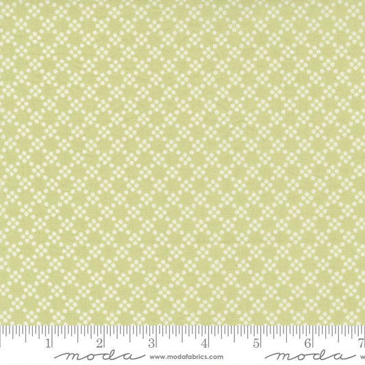 LAST CALL Grace - Willow Green Tonal Dot Blender Fabric, Moda 18725 19, Pastel Green White Blender Quilt Fabric, Brenda Riddle, By the Yard