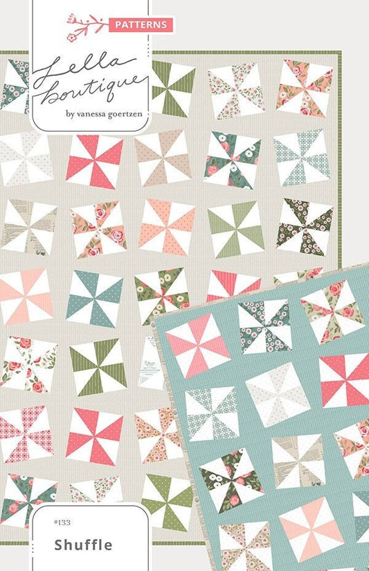 LAST CALL Shuffle Quilt Pattern, Lella Boutique LB 133, Charm Pack Friendly, Shuffled Tossed Pinwheels Throw Quilt Pattern