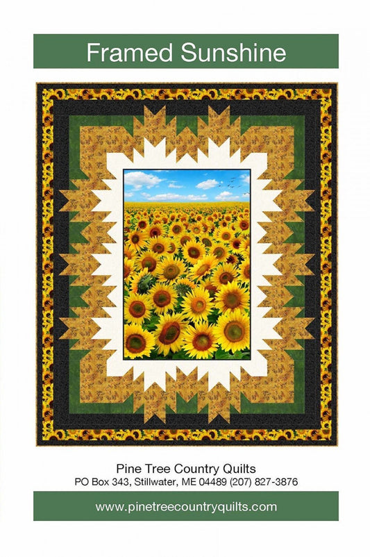 Framed Sunshine Panel Frame Quilt Pattern, Pine Tree Country Quilts PT1722, Fabric Panel Friendly 27" Fabric Panel Frame Pattern