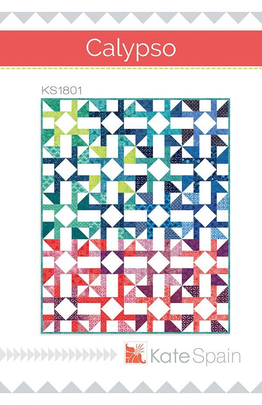 LAST CALL Calypso Quilt Pattern, Kate Spain KS1801, 34 Fat Eighths F8 Quilt Pattern, Modern Pinwheels Throw Quilt Pattern