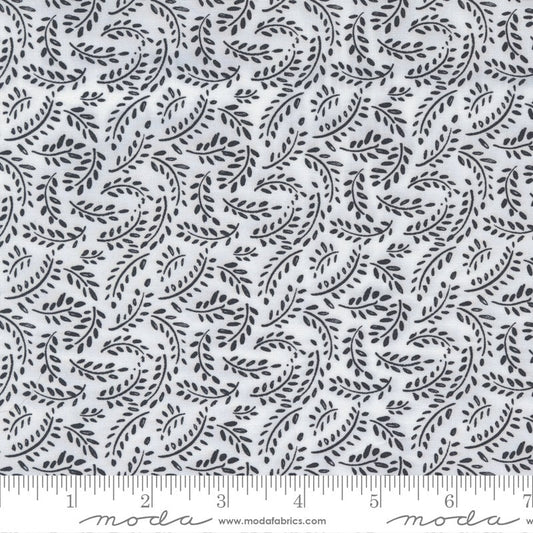 LAST CALL Timber - Meadow Black Leaf Leaves Branch White Fabric, Moda 55554 16, Cotton Quilt Fabric, Sweetwater, By the Yard