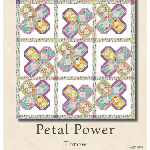 LAST CALL Petal Power Quilt Pattern, Antler Quilt Design AQD0284, Fat Quarter FQ Fat Eighths F8 Friendly, Throw Quilt Pattern