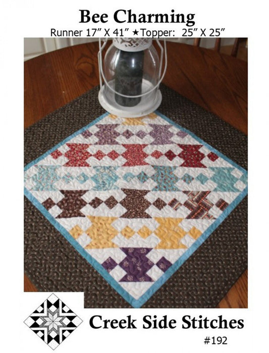 LAST CALL Bee Charming Table Runner Topper Pattern, Creek Side Stitches CSS192, Charm Pack Friendly, Easy Table Quilt Pattern