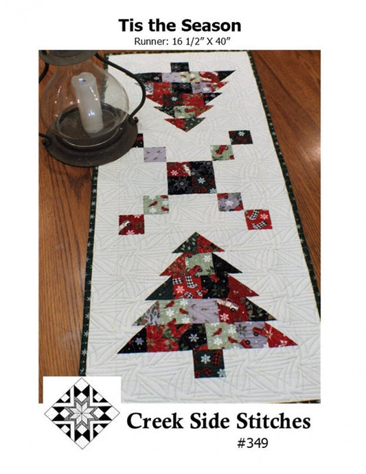 Tis the Season Table Runner Quilt Pattern, Creek Side Stitches CSS349, Charm Pack Friendly, Christmas Xmas Tree Table Quilt Pattern