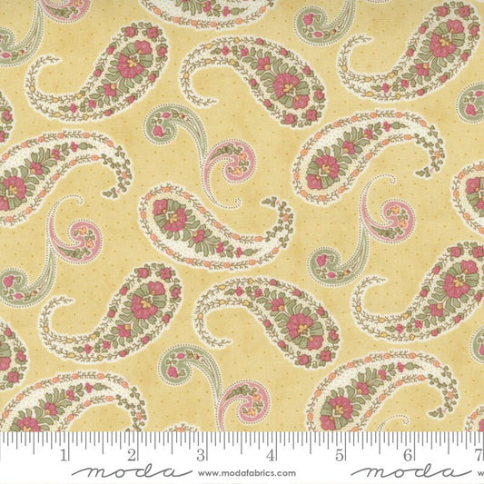 LAST CALL Promenade - Sunshine Paisley Waltz Yellow Paisley Floral Fabric, Moda 44282 16, 3 Sisters, By the Yard