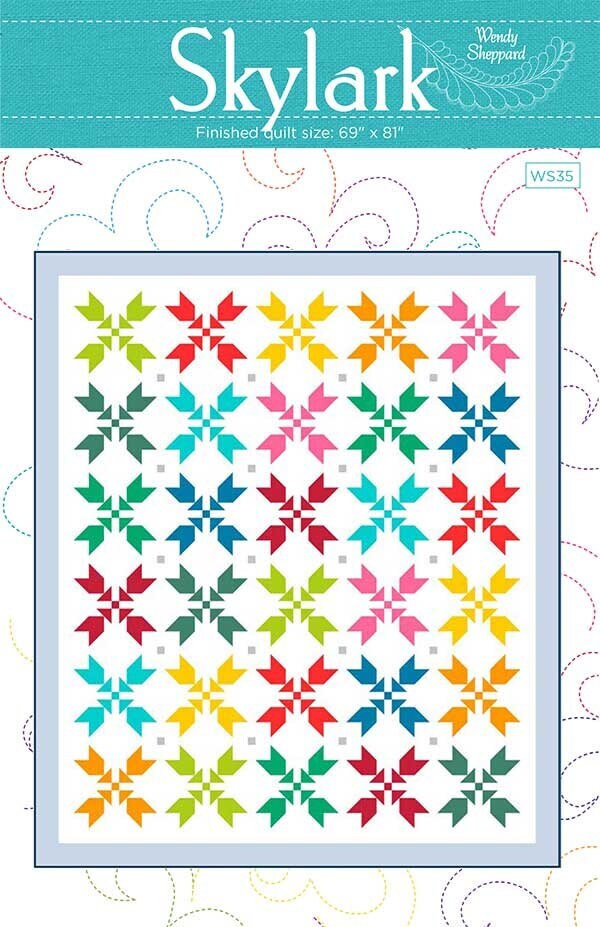 LAST CALL Skylark Quilt Pattern, Wendy Sheppard WS35, 11FQ Fat Quarter Yard Friendly Pattern, Star Throw Quilt Pattern