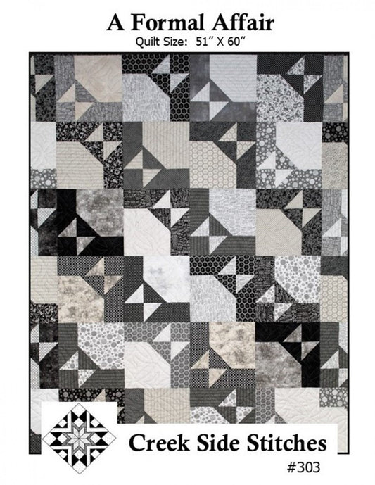 LAST CALL A Formal Affair Quilt Pattern, Creek Side Stitches CSS303, Layer Cake Friendly, Modern Bowtie Lap Crib Throw Quilt Pattern