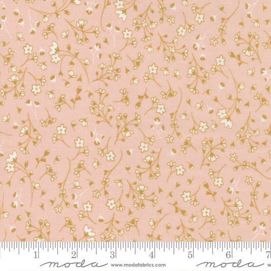 LAST CALL Midnight in the Garden - Pocketful of Posies Blush Pink White Tan Gold Small Floral Fabric, Moda 43123 15, By the Yard