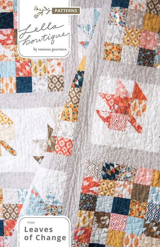 Leaves of Change Quilt Pattern, Lella Boutique LB190, Jelly Roll Strip Friendly, Autumn Fall Leaves Throw Quilt Pattern
