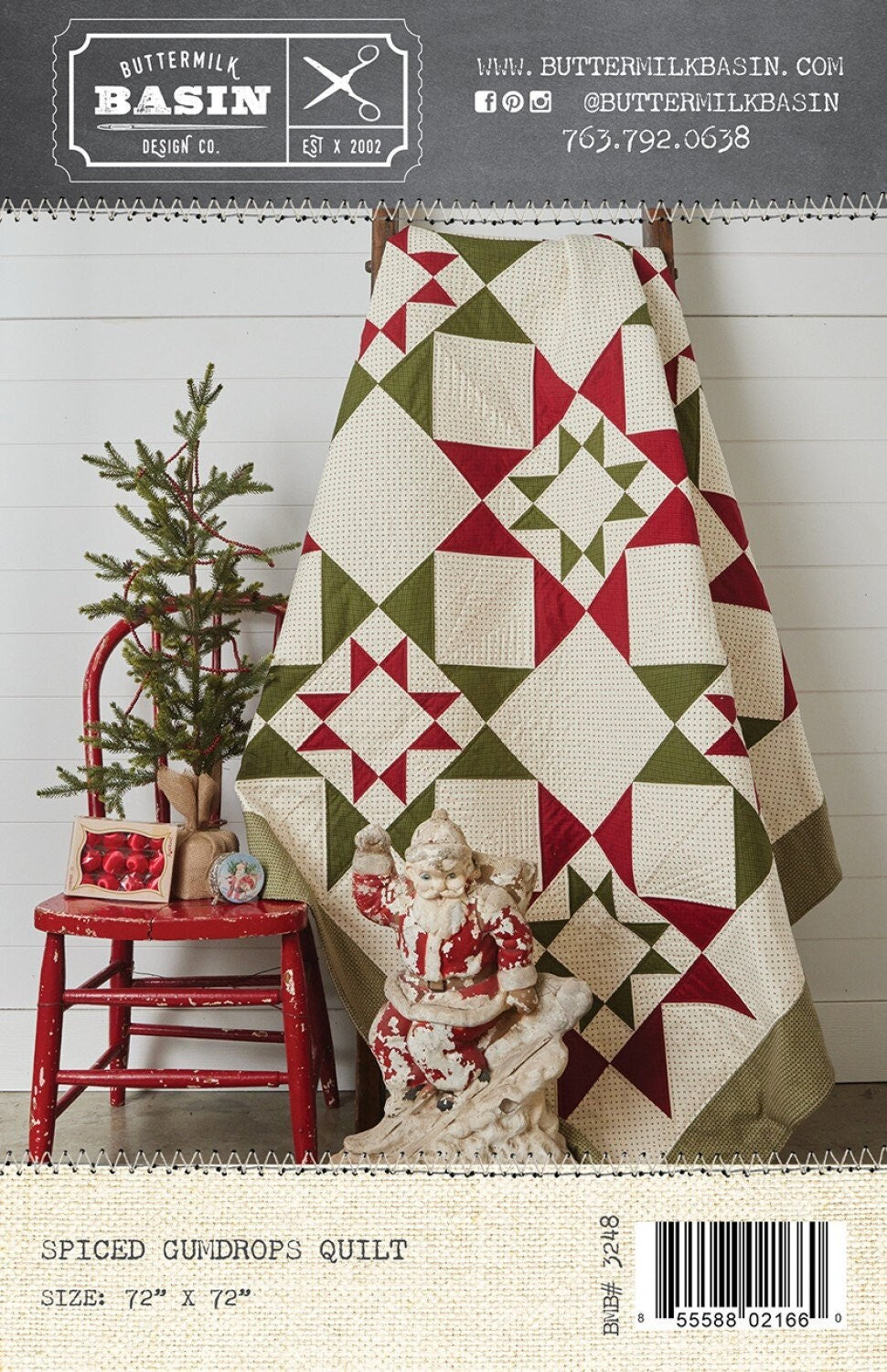 Spiced Gumdrops Quilt Pattern, Buttermilk Basin BMB3248, Yardage Friendly, Christmas Xmas Star Quilt