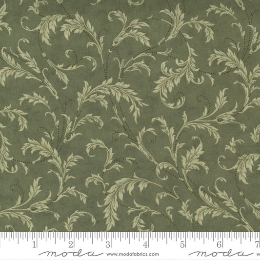 108" Poinsettia Plaza - Sage Green Swirl Filigree Scroll Wide Quilt Back Fabric, Moda 108003 14, Cotton Sateen Quilt Backing, By the Yard