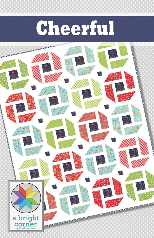 LAST CALL Cheerful Quilt Pattern, A Bright Corner AKBC320, Fat Quarter FQ Yardage Friendly, Baby Throw Twin Queen Quilt Pattern, Knowlton