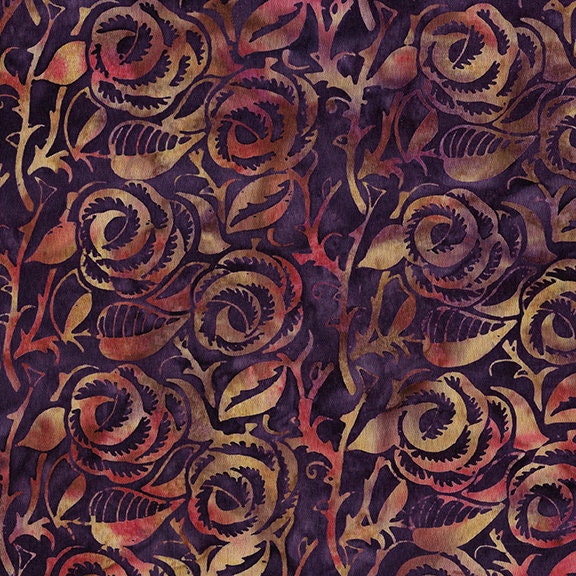 LAST CALL Nightshade Stack, Island Batik, 10" Inch Precut Fabric Squares, Purple Tan Red Batik Layer Cake Fabric