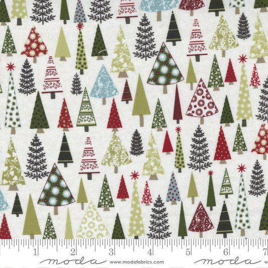 Peppermint Bark - Christmas Trees Fabric, Moda 30692 11 Marshmallow, Christmas Xmas Tree Cotton Quilt Fabric, BasicGrey Fabric, By the Yard