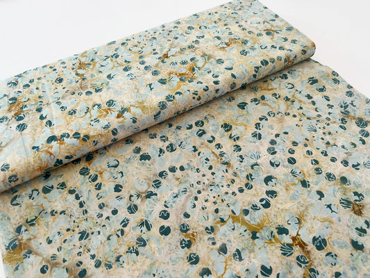 LAST CALL Crystal Cove - Teal Dots Beige Batik Fabric, Island Batik 121512092, By the Yard