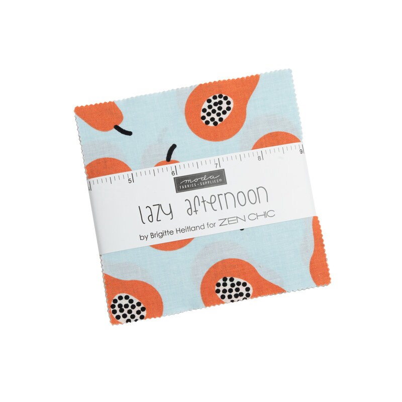 LAST CALL Lazy Afternoon Charm Pack, Moda 1780PP, 5" Inch Precut Fabric Squares, Modern Orange Blue Yellow Quilt Charm Fabric, Zen Chic