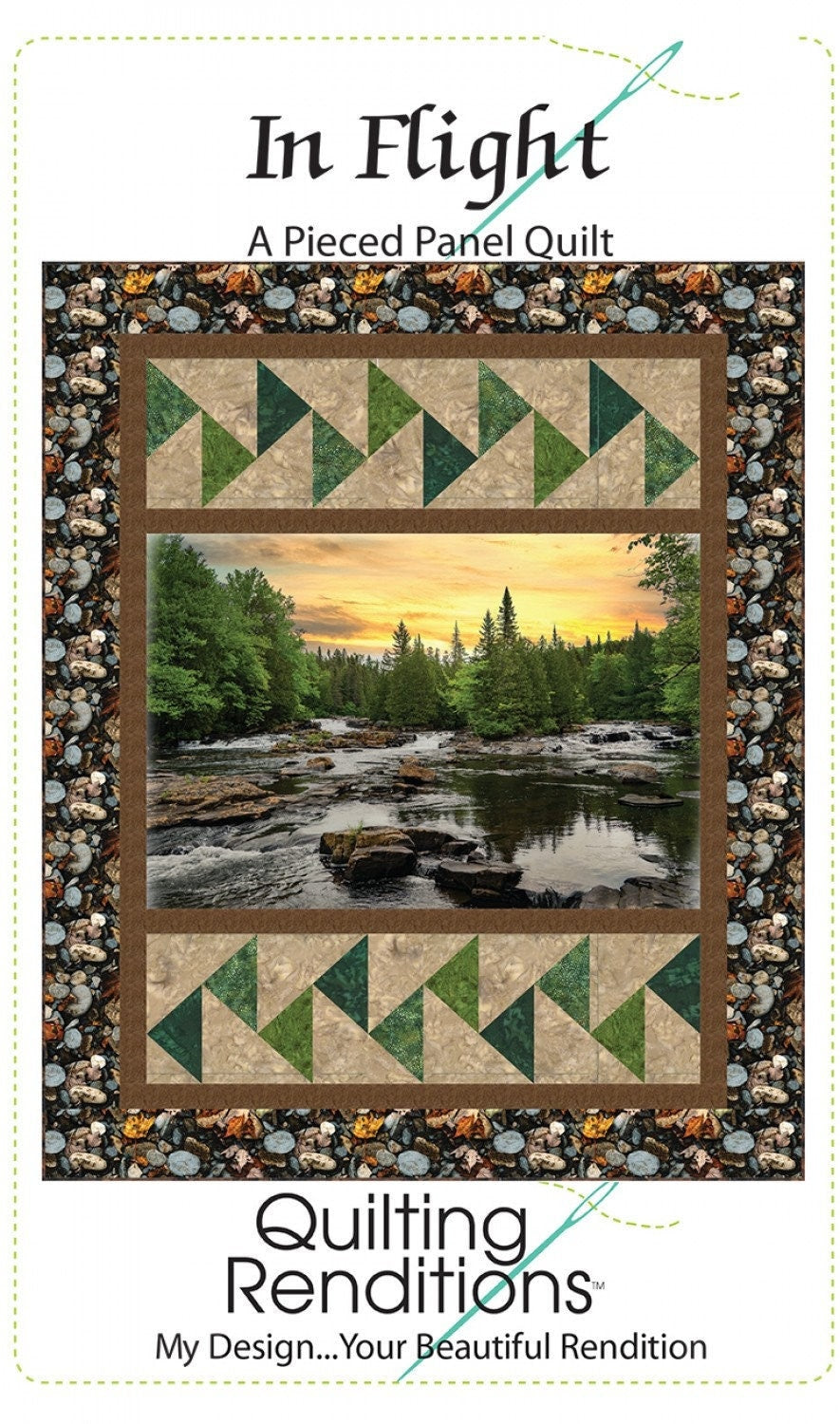 In Flight Quilt Pattern, Quilting Renditions QR1138, Fabric Panel Friendly Throw Quilt Pattern, Flying Geese Panel Frame Pattern