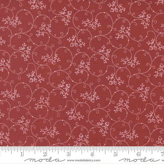 LAST CALL Isabella - Red White Swirly Calico Floral Fabric, Moda 14947 33, Red White Quilt Blender Fabric, Minick & Simpson, By the Yard