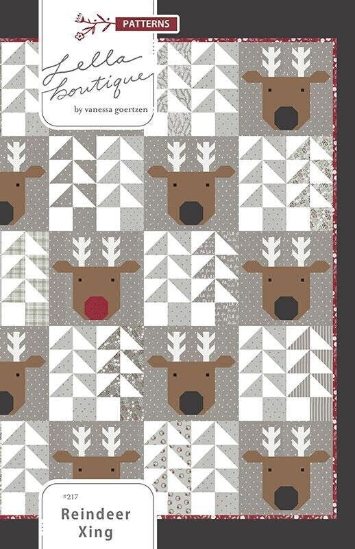 Reindeer Xing Quilt Pattern, Lella Boutique LB217, Christmas Xmas Reindeer Quilt Pattern, Layer Cake Fat Quarter FQ Friendly