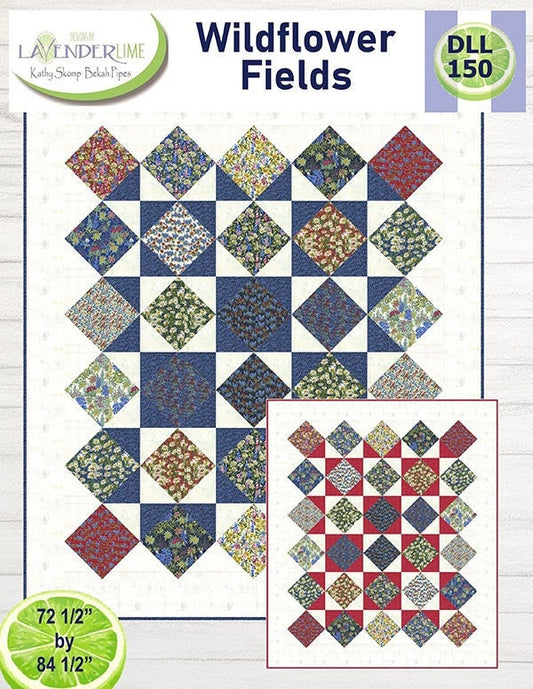 LAST CALL Wildflower Fields Quilt Pattern, Designs by Lavender Lime DLL150, Layer Cake Friendly, Large Scale Focal Print Throw Quilt Pattern