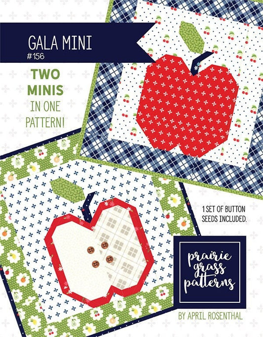 LAST CALL Gala Mini Quilt Pattern, Prairie Grass Patterns PGP156, Fat Eighths F8 Friendly, Apple Mug Rug Candle Mat Table Quilt Pattern