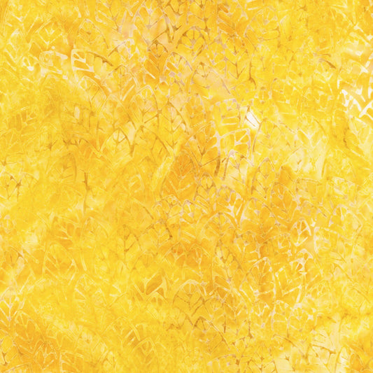 LAST CALL Artisan Batiks Terrain - Sunburst Yellow Brown Leaves Batik Fabric, Robert Kaufman AMD-21544-209 Sunburst, By the Yard
