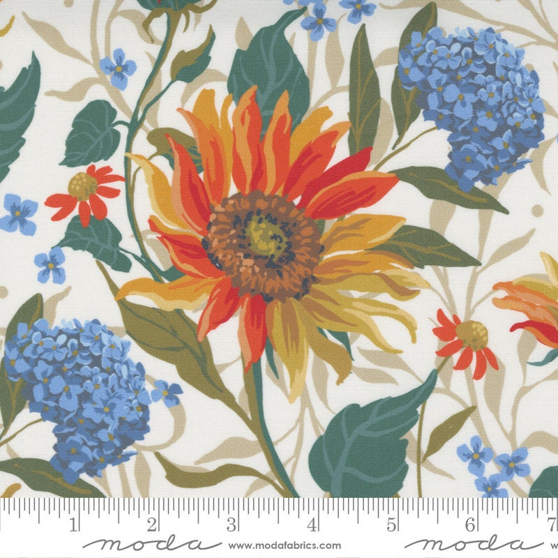 LAST CALL Sundance Layer Cake, Moda 11900LC, 10" Inch Precut Fabric Quilt Squares, Sunflowers Floral Layer Cake Fabric, Crystal Manning