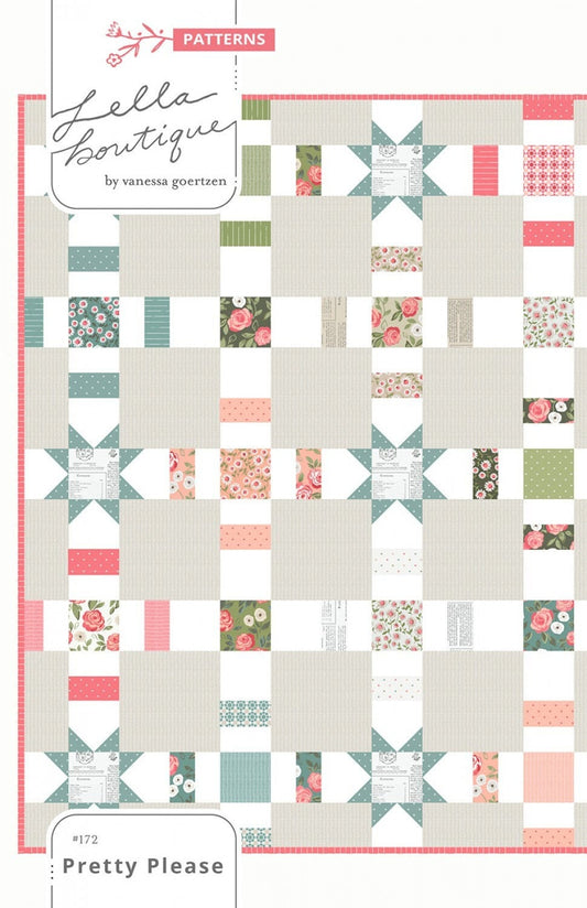 LAST CALL Pretty Please Quilt Pattern, Lella Boutique LB172, Charm Pack Friendly, Star Throw Bed Quilt Pattern