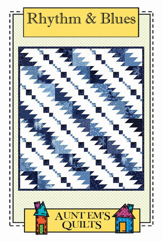 LAST CALL Rhythm and Blues Quilt Pattern, Aunt Ems Quilts AEQ77, Layer Cake Friendly Quilt Pattern, Modern Contemporary Throw Quilt Pattern