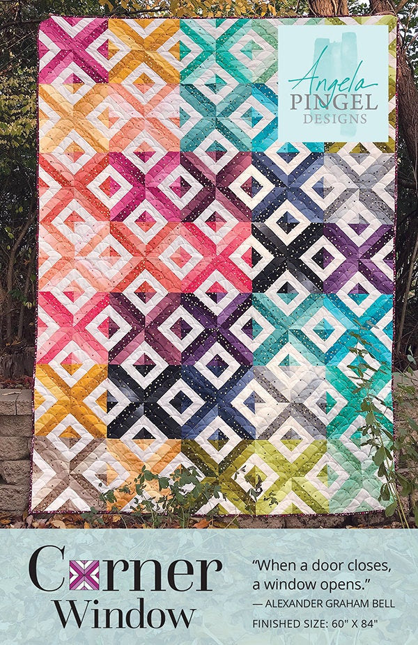 LAST CALL Corner Window Quilt Pattern, Angela Pingel APCW109, Scrap Yardage Friendly, Modern Temperature Throw Quilt Pattern