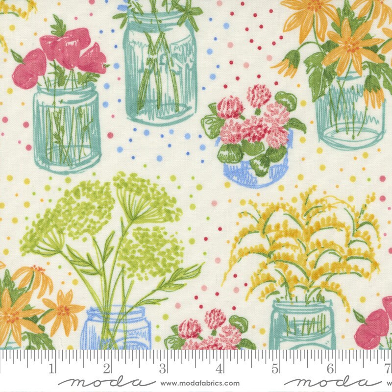 LAST CALL Wild Blossoms Layer Cake, Moda 48730LC, 10" Inch Precut Fabric Squares, Blue Green Pink Wildflowers Floral Quilt Fabric, Pickens
