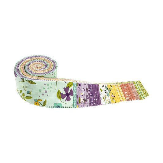 LAST CALL Hello Spring Rolie Polie, Riley Blake RP-12960-40, 2.5" Inch Fabric Strips, Floral Quilt Fabric, Sandy Gervais