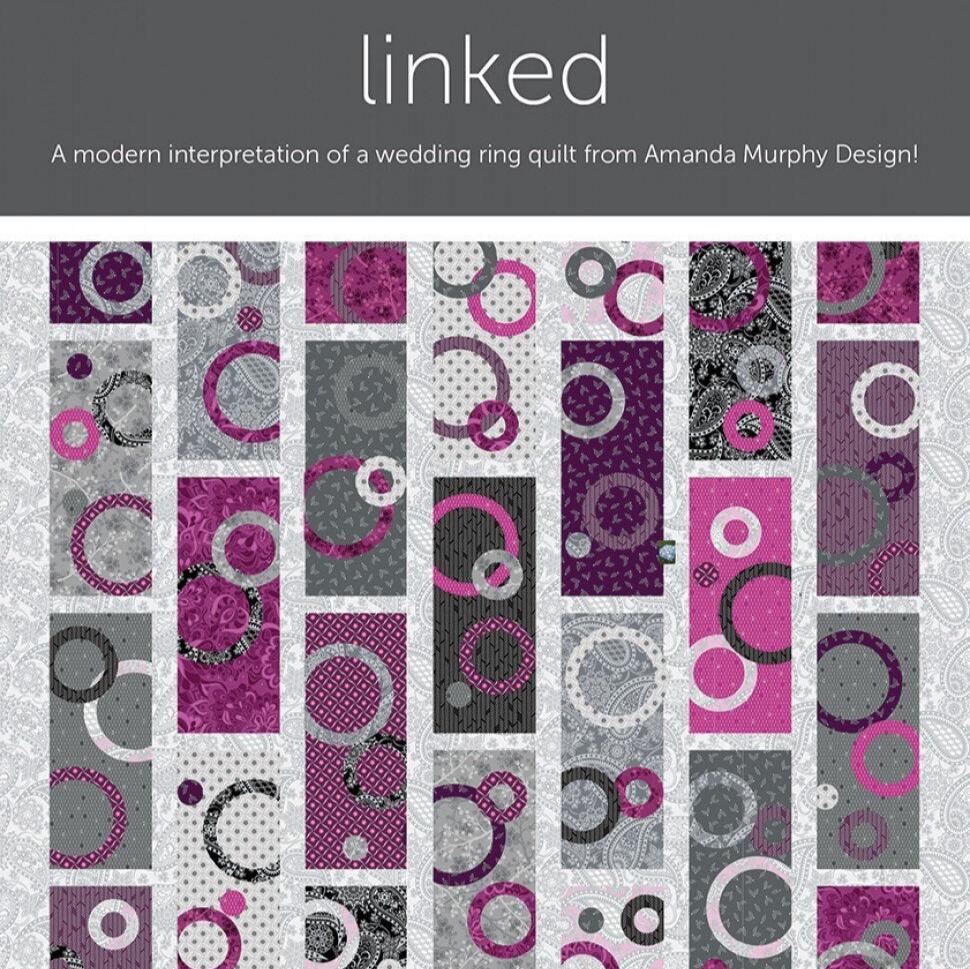 LAST CALL Linked Quilt Pattern, Amanda Murphy Design AMD086, Fat Quarter FQ Friendly, Modern Wedding Ring Applique Quilt Pattern