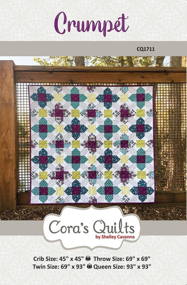 Crumpet Quilt Pattern, Cora's Quilts CQ1711, Yardage Friendly, Baby Throw Twin Queen Bed Quilt Pattern, Multiple Sizes Quilt Pattern