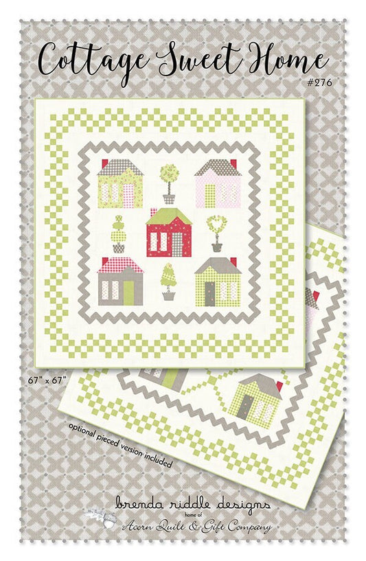 LAST CALL Cottage Sweet Home Quilt Pattern, Acorn Quilt and Gift AQG276, Fat Eighths Friendly, Houses Applique Quilt Pattern, Brenda Riddle