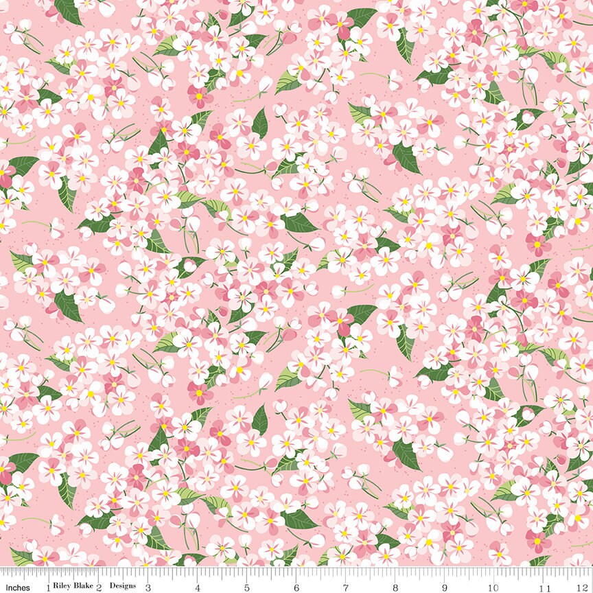LAST CALL Orchard Rolie Polie, Riley Blake RP-13150-40, 2.5" Precut Fabric Strips, Pink Yellow Green Fruit Floral Quilt Fabric, Finley