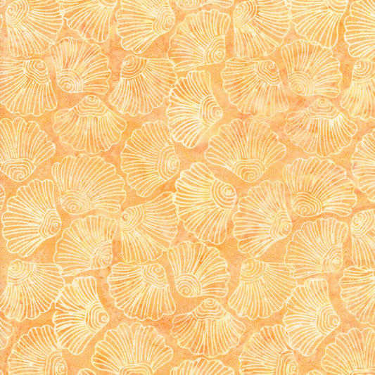 Tonga Batiks Flutter - Peach Tonal Shells Batik Fabric, Timeless Treasures B1063-PEACH, By the Yard