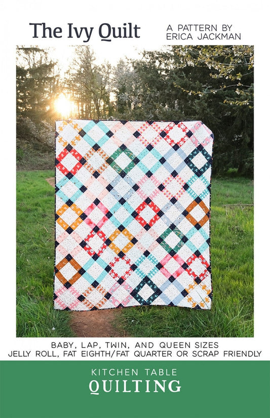 LAST CALL The Ivy Quilt Pattern, Kitchen Table Quilting KTQ158, Jelly Roll F8 FQ Scrap Friendly, Baby Lap Twin Queen Bed Quilt Pattern