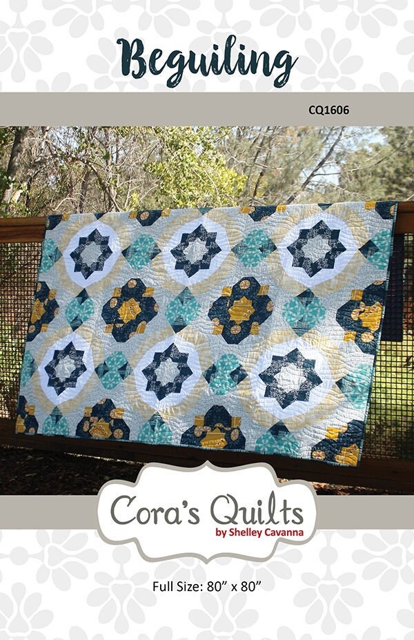 Beguiling Quilt Pattern, Cora's Quilts CQ1606, Yardage Friendly, Modern Square Throw Bed Quilt Pattern, Shelley Cavanna