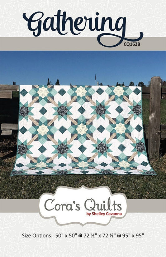 LAST CALL Gathering Quilt Pattern, Cora's Quilts CQ1628, Yardage Friendly Star Baby Throw Queen Quilt Pattern, Multiple Sizes Quilt Pattern