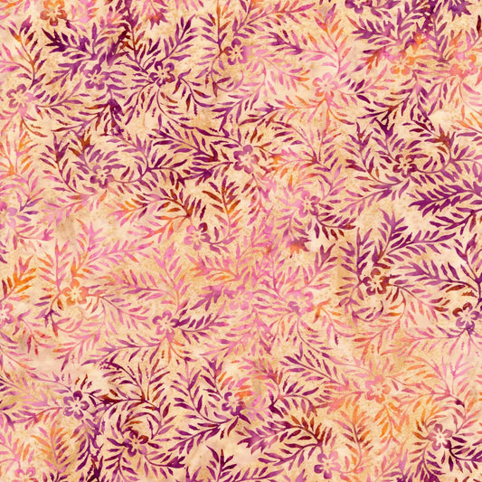 Tonga Batiks Merlot - Pastel Pink Purple Peach Vines Batik Fabric, Timeless Treasures B1661-AMBER, By the Yard