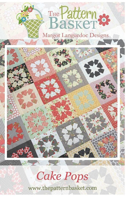 LAST CALL Cake Pops Quilt Pattern, The Pattern Basket TPB1810, Layer Cake Charm Pack Friendly, Modern Lap Throw Star Flower Quilt Pattern