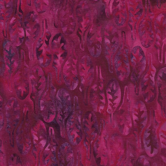 Summer Twilight - Purple Pink Leaves Batik Fabric, Island Batik 822204190, Cotton Batik Quilt Fabric, By the Yard