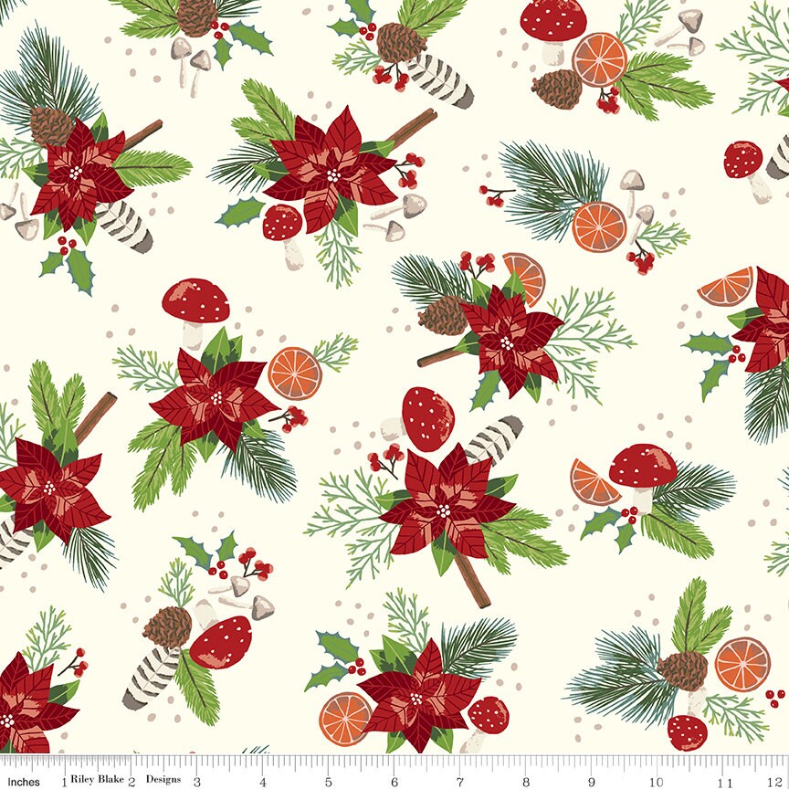 Yuletide Forest Fat Quarter Bundle, Riley Blake FQ-13540-21, 18 x 22 Fabric Cuts, Christmas Xmas Fabric, Kathryn Lenius
