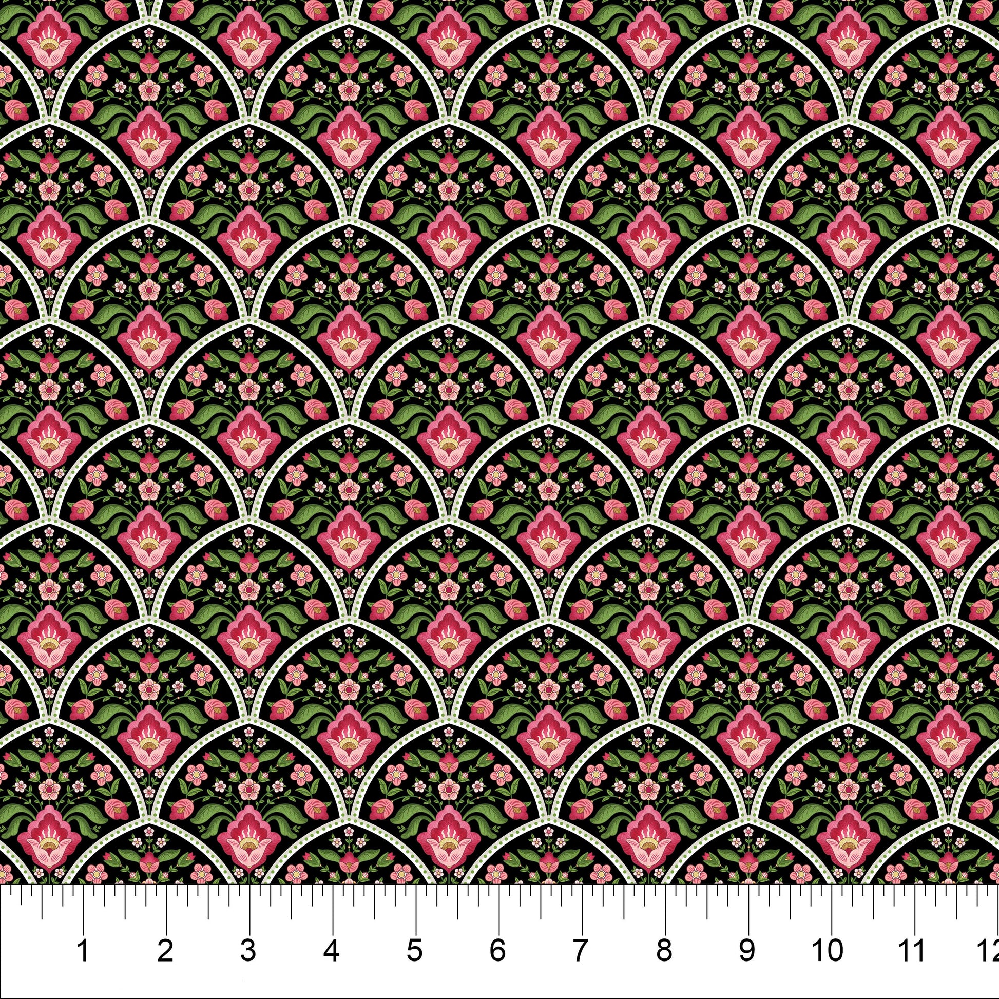 Bloom 15 Piece Fat Quarter Bundle, Northcott FQBLOOM15-10, Black Pink Green White Floral Cotton Quilt Fabric, 18 x 22 Fabric Cuts