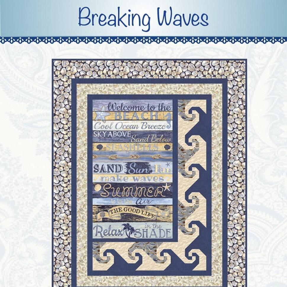 Breaking Waves Quilt Pattern, Bound to Be Quilting BTBQ235, Vertical Fabric Panel Friendly Throw Quilt Pattern, Panel Frame Pattern