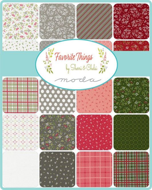 Favorite Things Charm Pack, Moda 37650PP, Christmas Xmas Quilt Squares Fabric, 5" Inch Precut Fabric Squares, Sherri and Chelsi