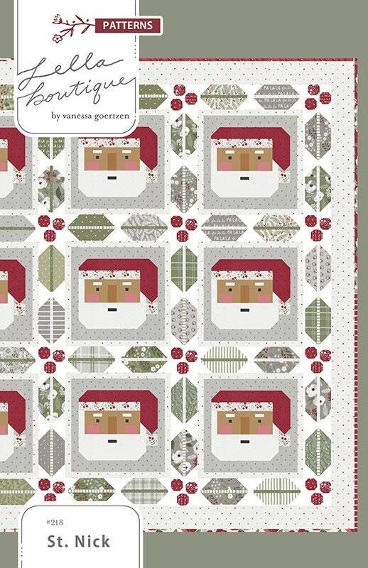 St Nick Quilt Pattern, Lella Boutique LB218, Layer Cake Jelly Roll Strip Friendly, Christmas Xmas Santa Throw Bed Quilt Pattern