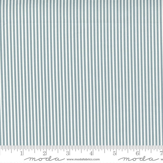 Greenstone - Grainline Freshwater Ticking Stripe, Moda 18233 11, Gray White Striped Blender Fabric, Jen Kingwell, By the Yard